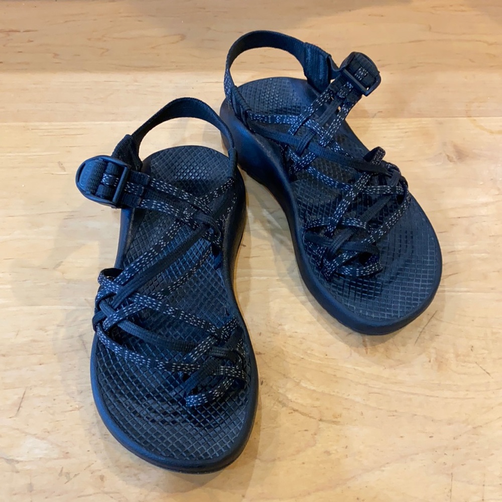 Like New! Chaco Z/X Triple Strap Black Sandals